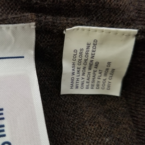 GAP Brown V-neck Merino Wool Long Sleeve Pullover Sweater Size Large - Picture 11 of 11